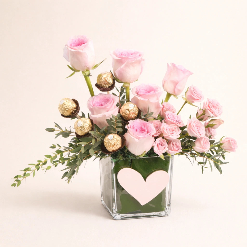 باقة ورد فيريرو روشيه بلون الخدود الحلوة