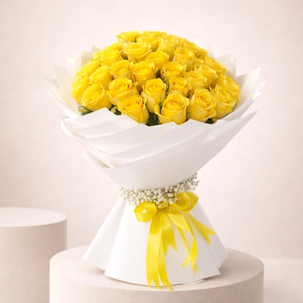 باقة فاخرة من الورود الصفراء