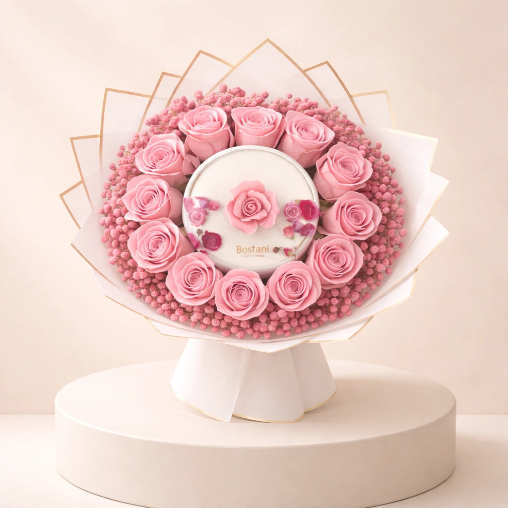 باقة بستاني بلاش روز شوكولاتة