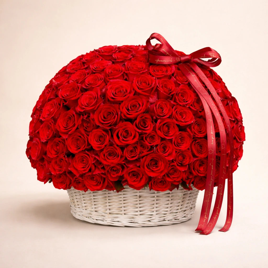 199 Royal Red Roses Luxury Basket