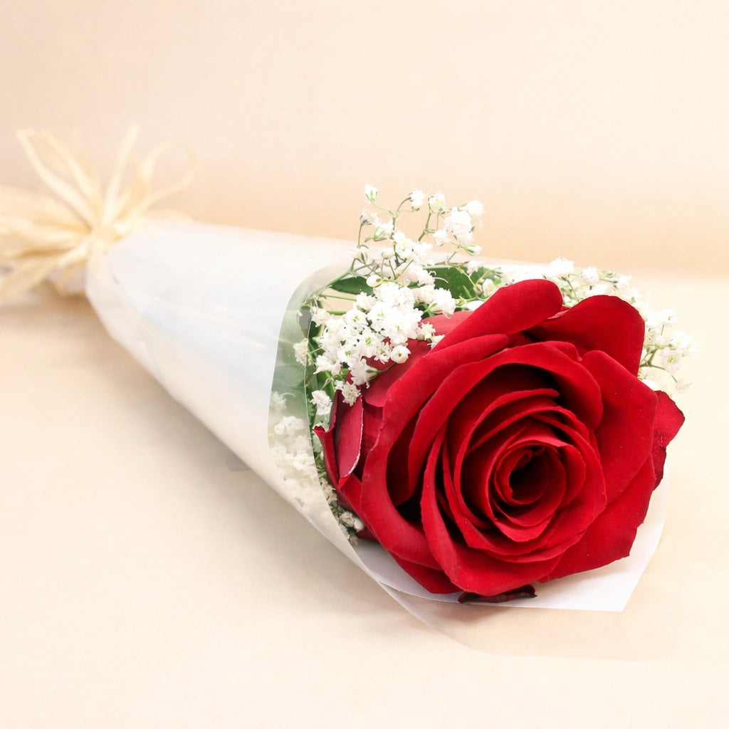 Elegant Single Red Rose Bouquet