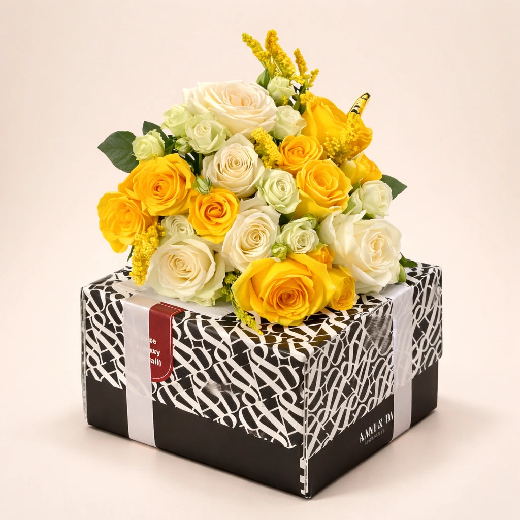 Golden Bloom Gift Cake Box