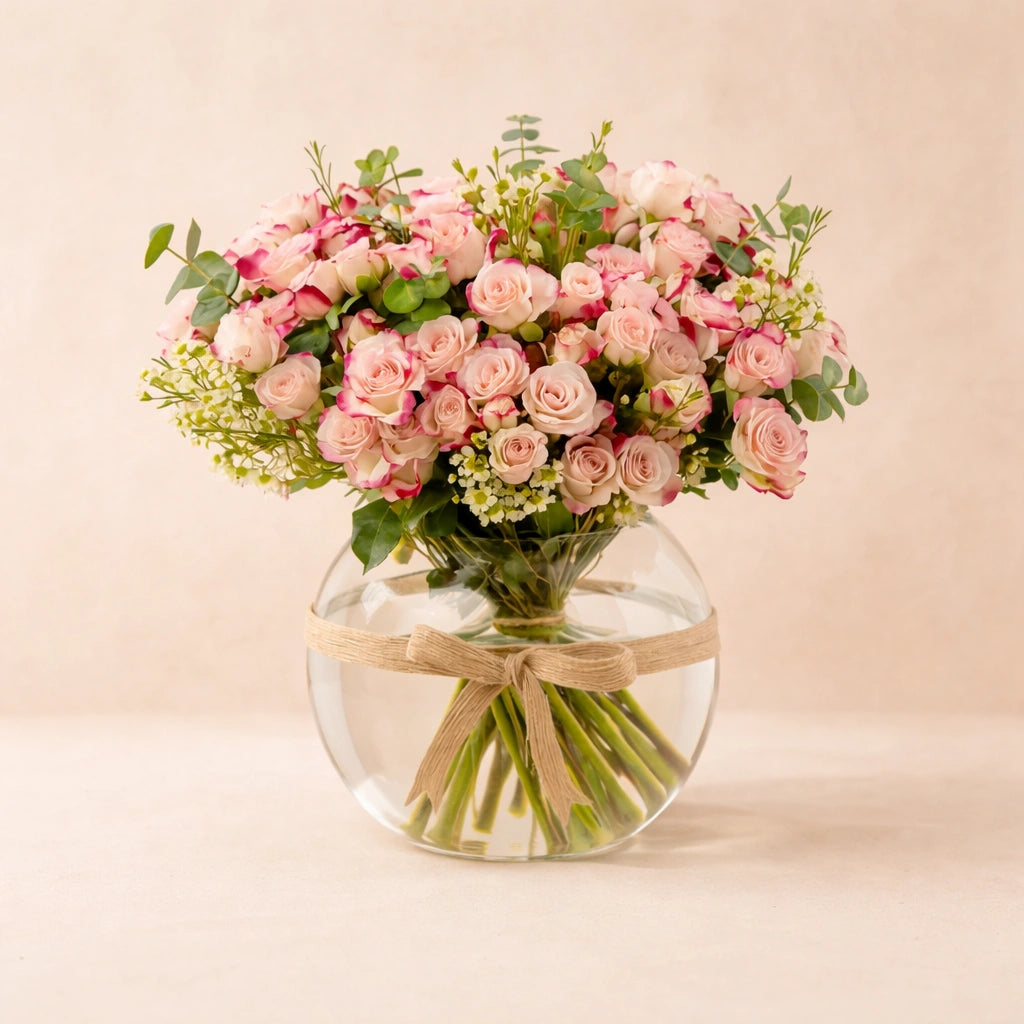 Blush Pink Spray Rose Vase Arrangement
