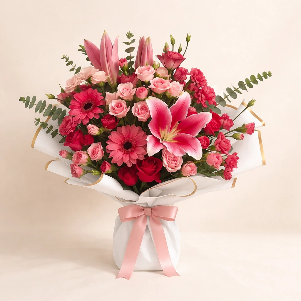 Blushing Lily & Rose Elegance Bouquet