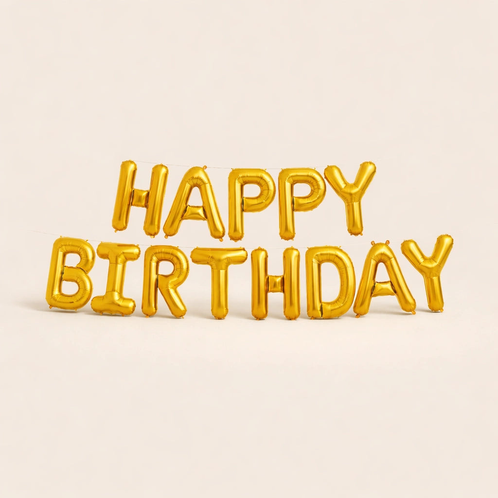 لافتة بالونات فويل تحمل عبارة "عيد ميلاد سعيد"