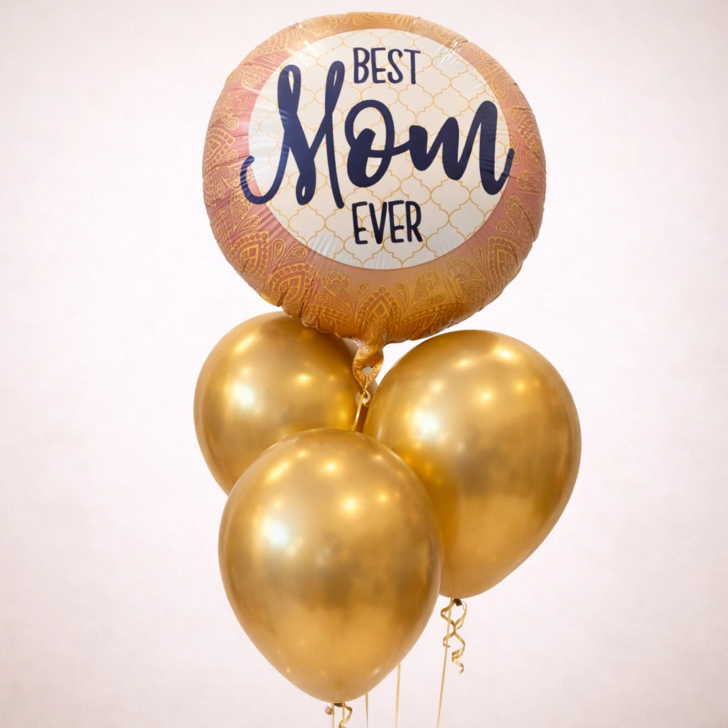 Best Mom Ever Gold Balloon Bouquet