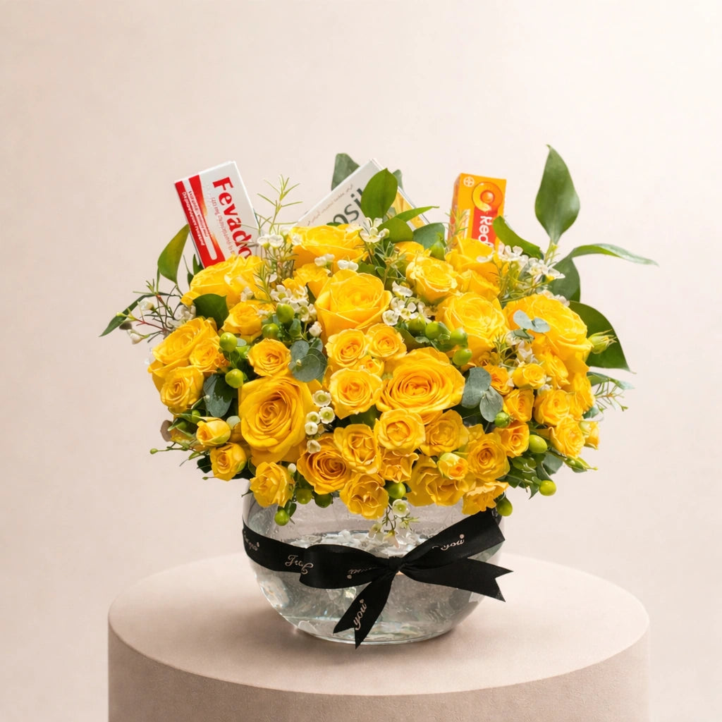 باقة ورد مشمسة للشفاء العاجل