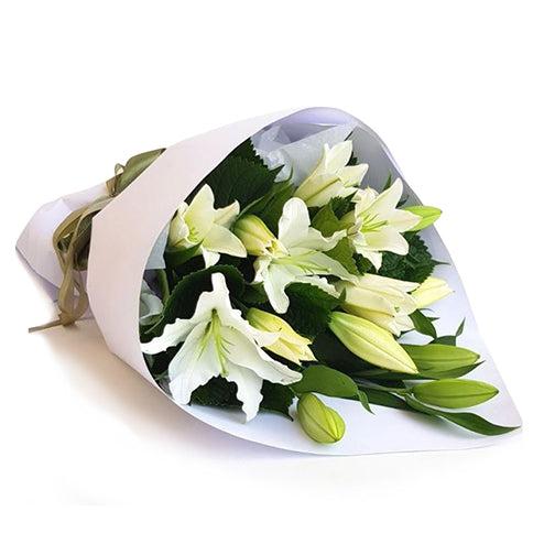 Elegant White Lily Bouquet | Premium Fresh Flower Arrangement