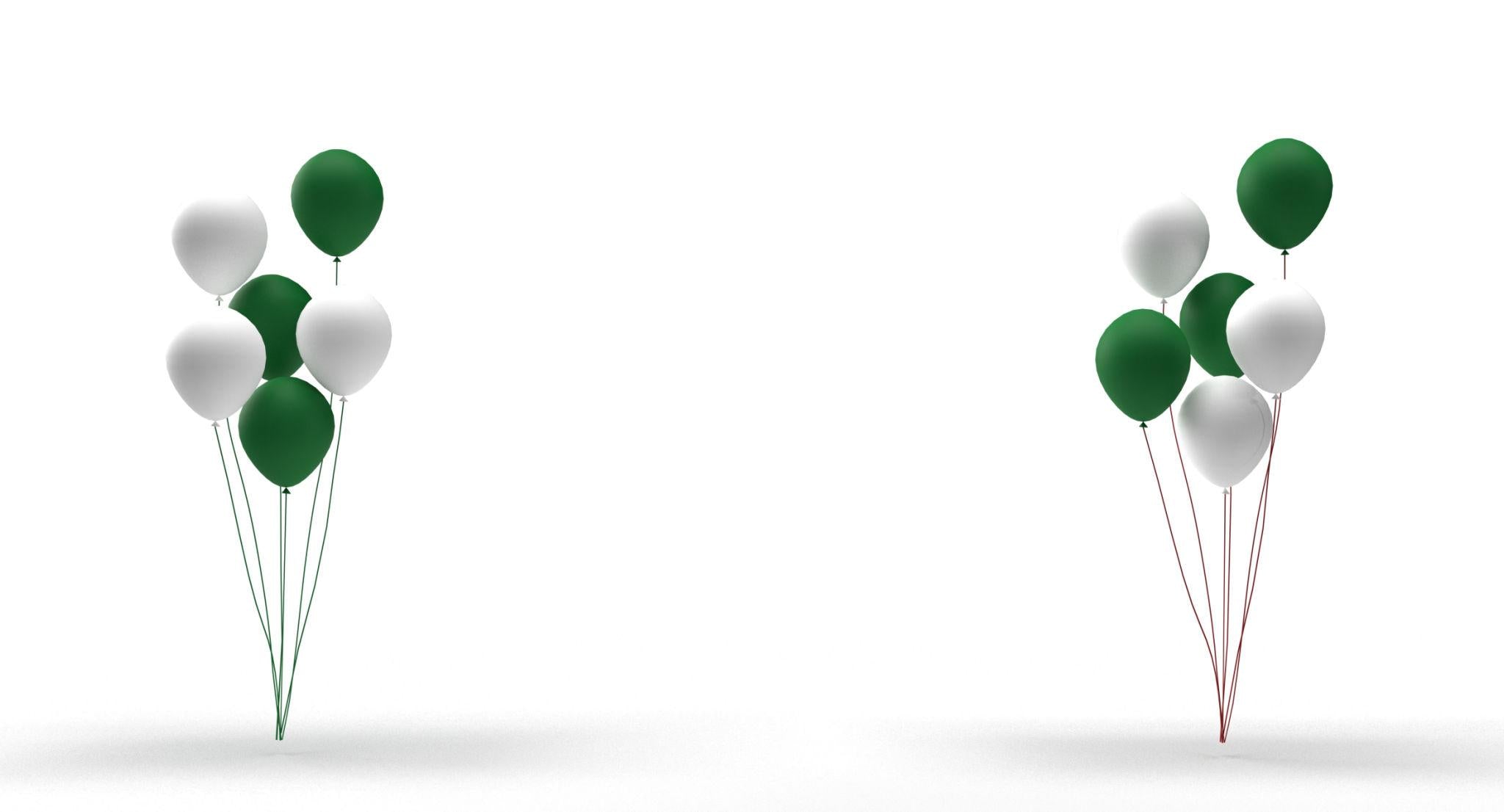 Green & White Helium Balloon Bouquet |15 Party Balloons Set
