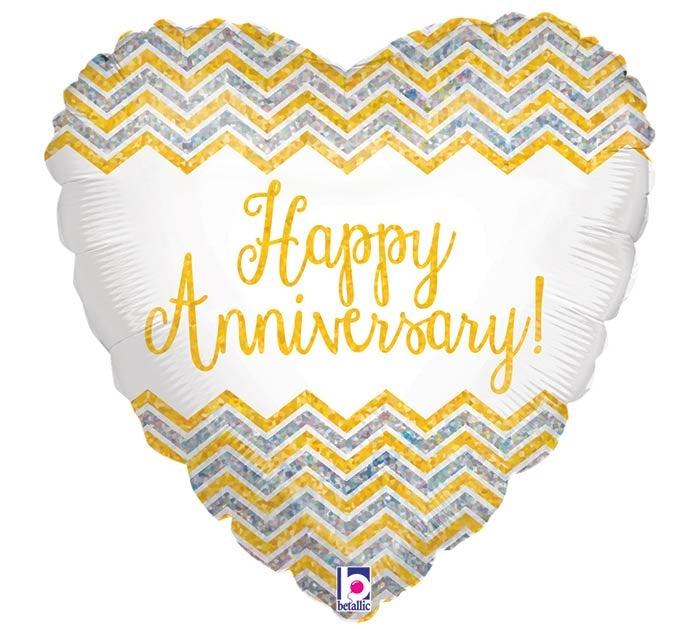 Happy Anniversary Heart Foil Balloon | Elegant Helium Celebration Balloon