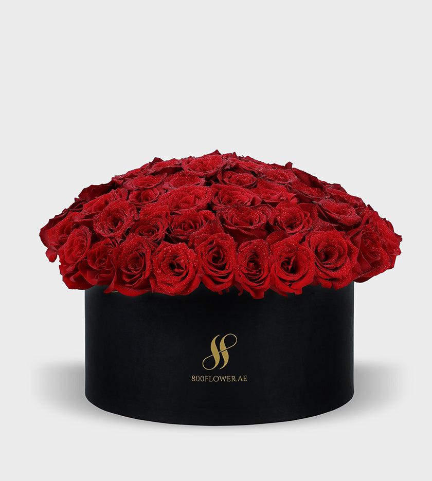 Luxury Red Rose Box Arrangement with Satin Ribbon