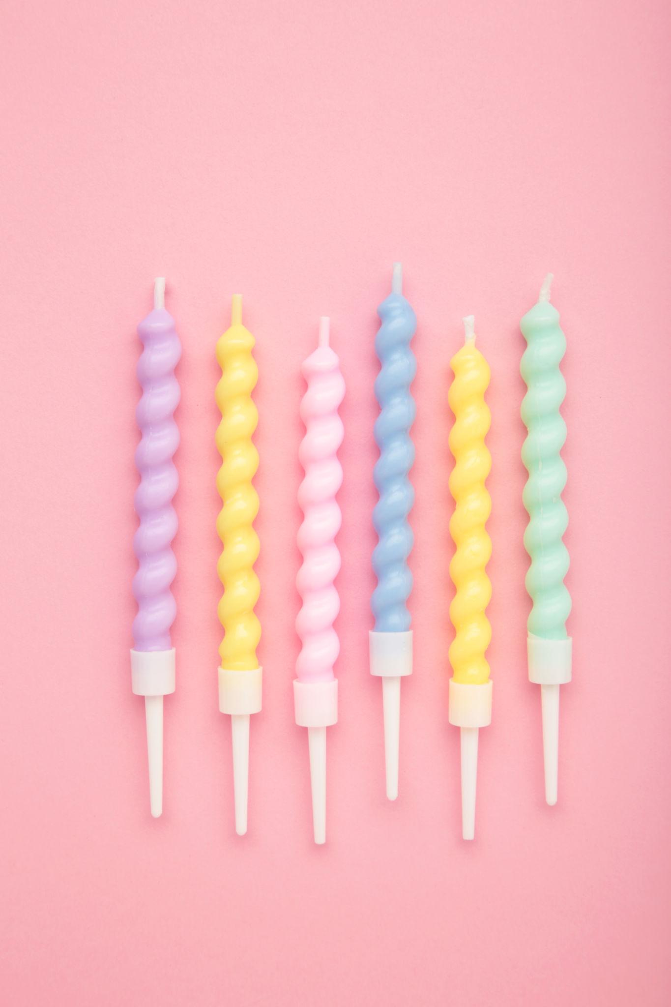 Macaron Mix Birthday Candles Set| 8 PCS Slim Cake Candles