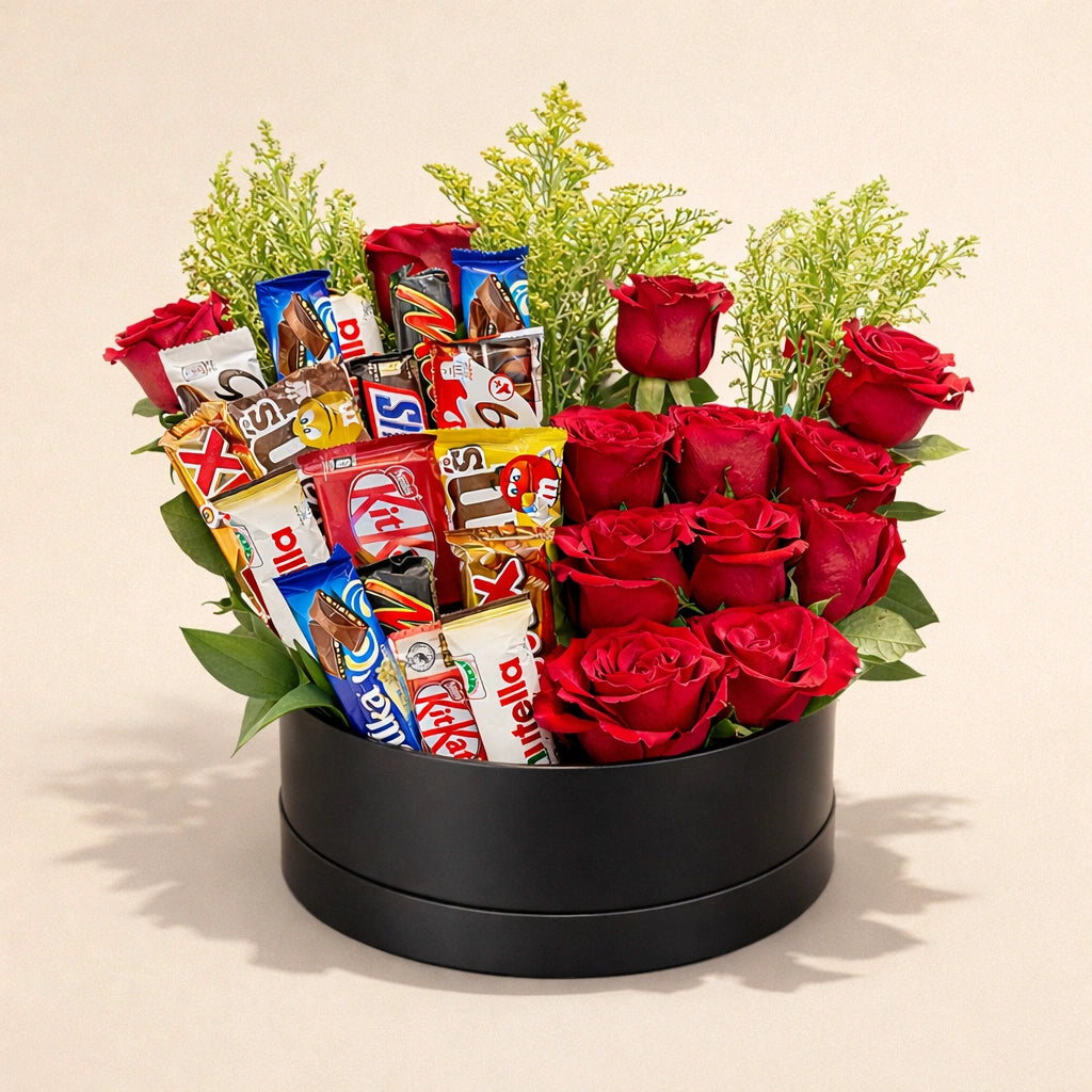 Royal Red Roses & Chocolate Box