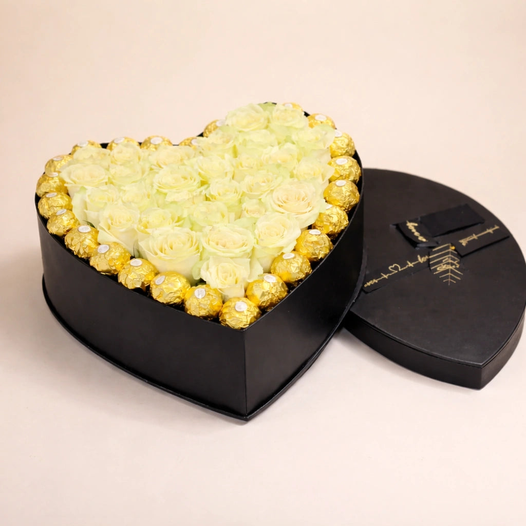 أناقة القلب العاجي مع شوكولاتة فيريرو روشيه