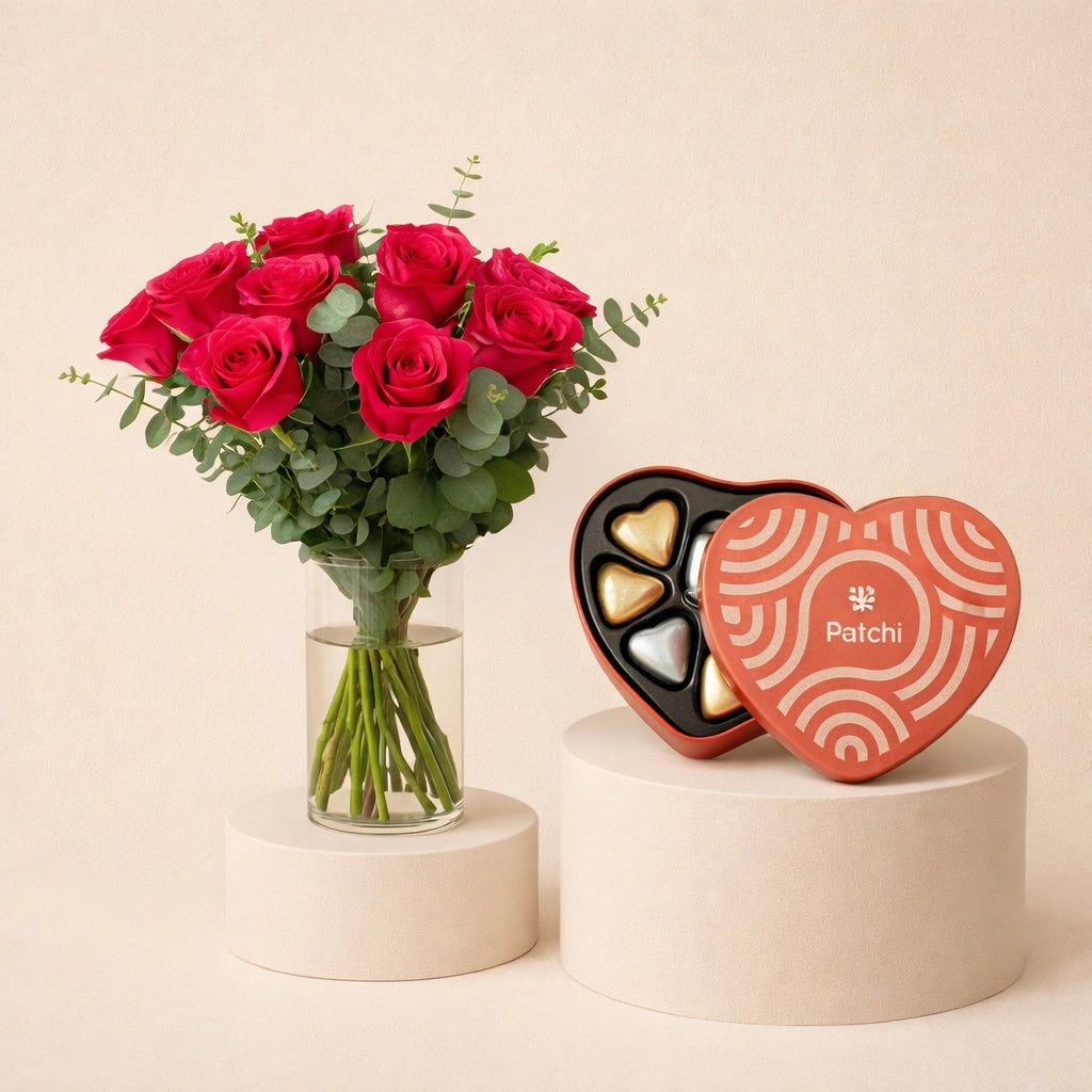 Patchi Heart Chocolate & Roses Gift Set