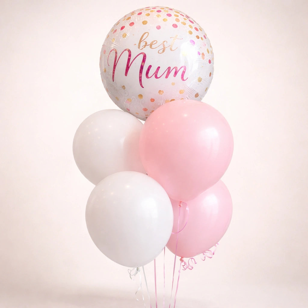 Best Mum Pink & White Balloon Bouquet