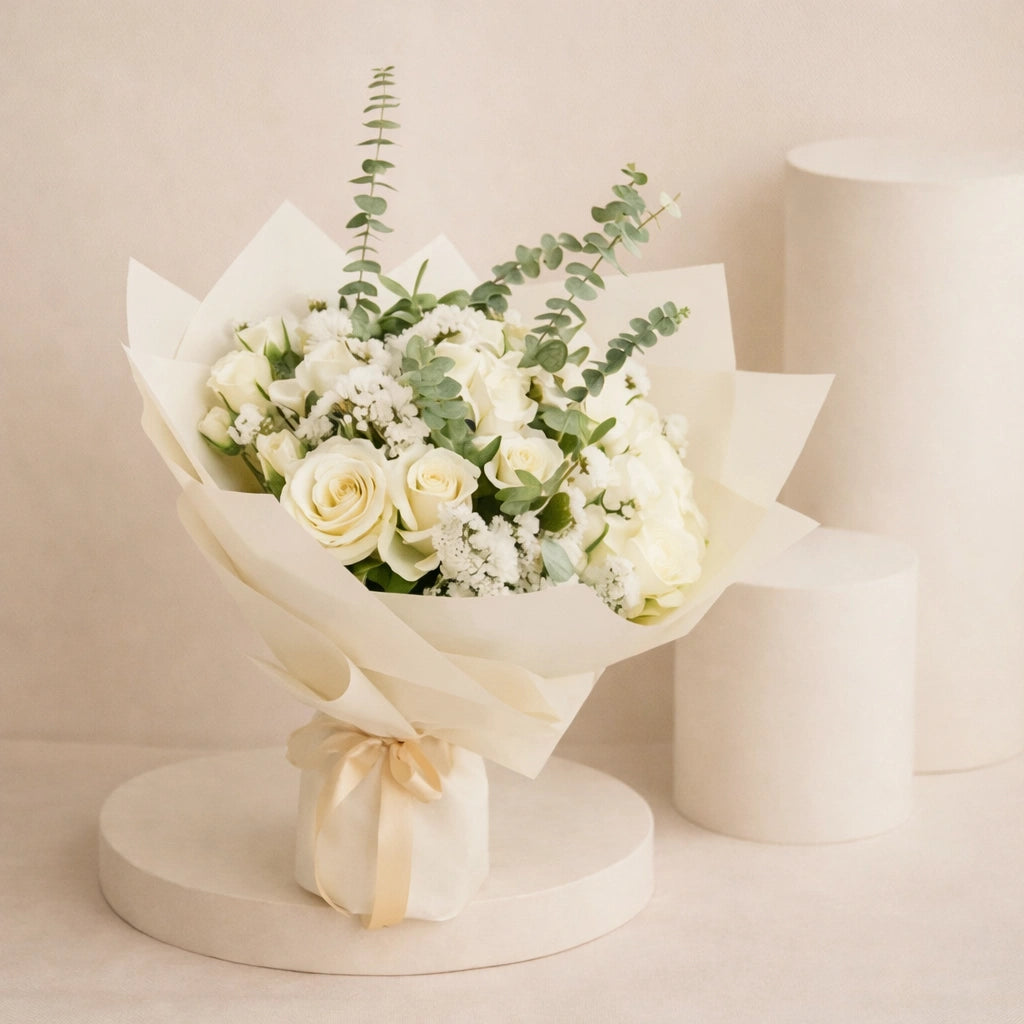 Pure Elegance White Rose Bouquet