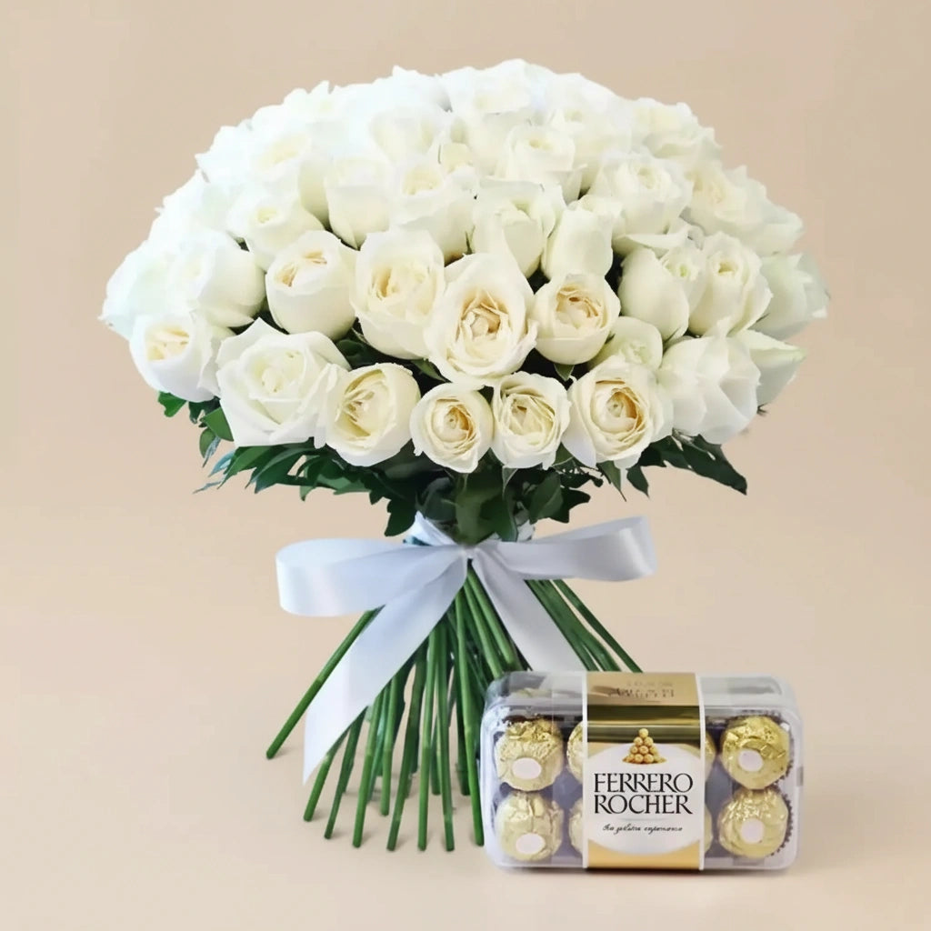 Ivory Elegance Rose & Chocolate Set