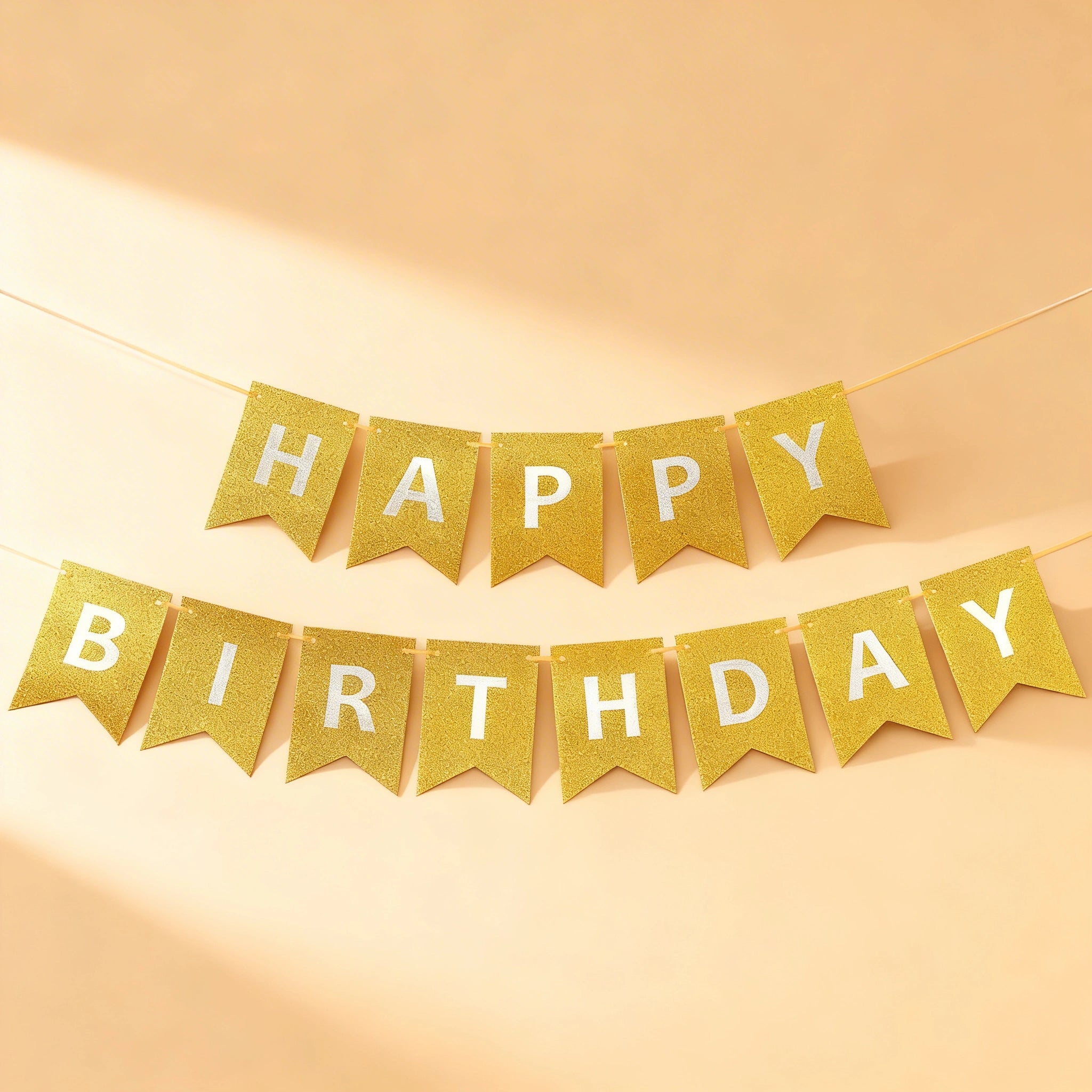 Golden Glitter “Happy Birthday” Banner