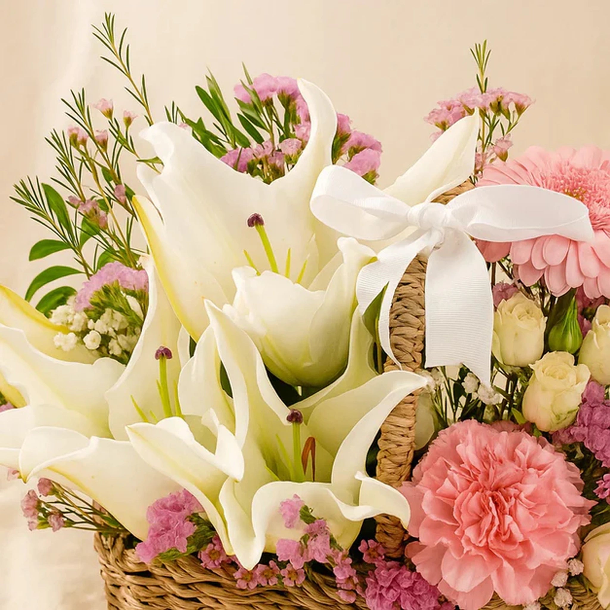 Blush Elegance Flower Basket